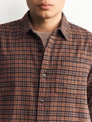 Charcoal Blue Textured Check Long Sleeve Shirt - Image 4 of 9