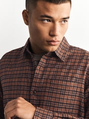 Charcoal Blue Textured Check Long Sleeve Shirt - Image 5 of 9
