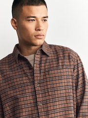 Charcoal Blue Textured Check Long Sleeve Shirt - Image 6 of 9