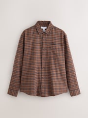 Charcoal Blue Textured Check Long Sleeve Shirt - Image 7 of 9