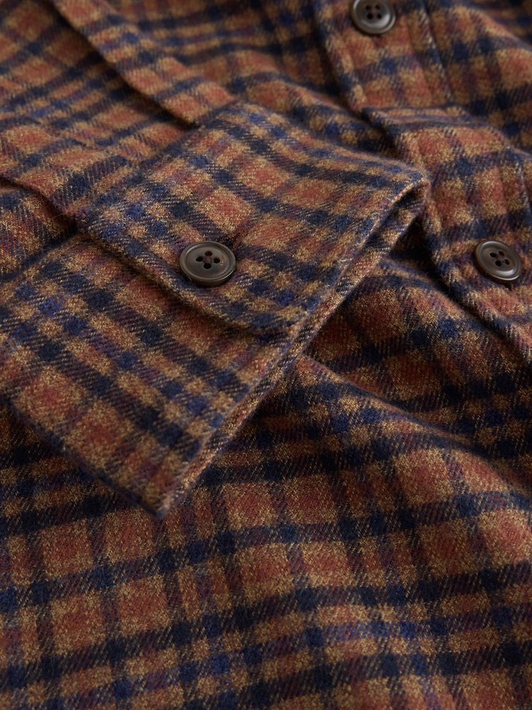 Charcoal Blue Textured Check Long Sleeve Shirt - Image 9 of 9 Charcoal Blue Textured Check Long Sleeve Shirt - Image 9 of 9