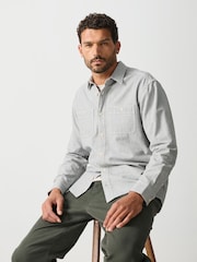 Grey Chambray Twin Pocket Long Sleeve Shirt - Image 1 of 9