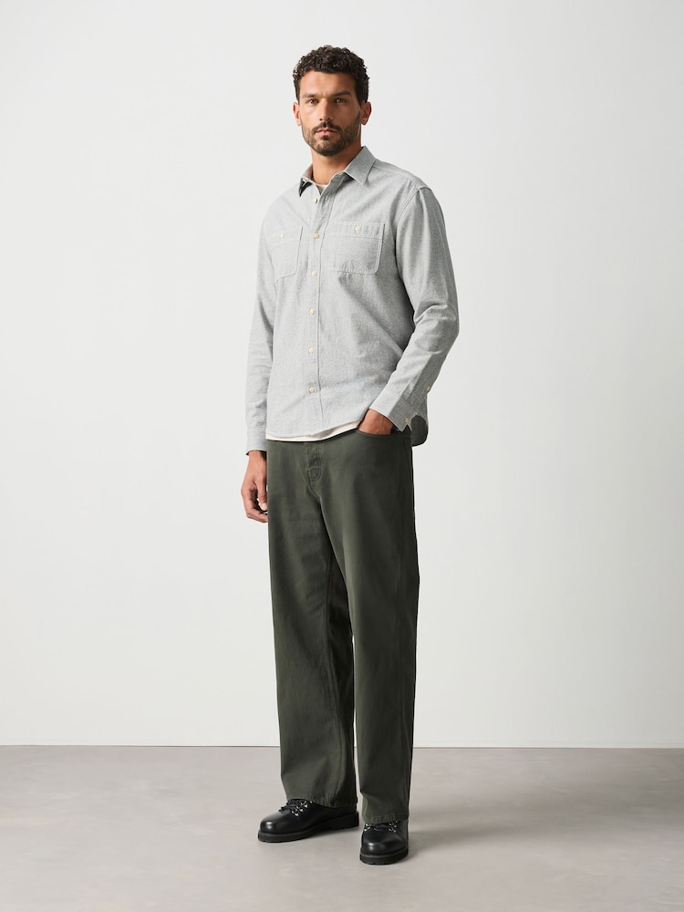 Grey Chambray Twin Pocket Long Sleeve Shirt - Image 2 of 9 Grey Chambray Twin Pocket Long Sleeve Shirt - Image 2 of 9