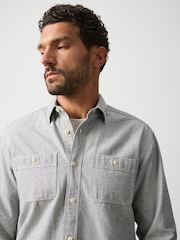 Grey Chambray Twin Pocket Long Sleeve Shirt - Image 4 of 9