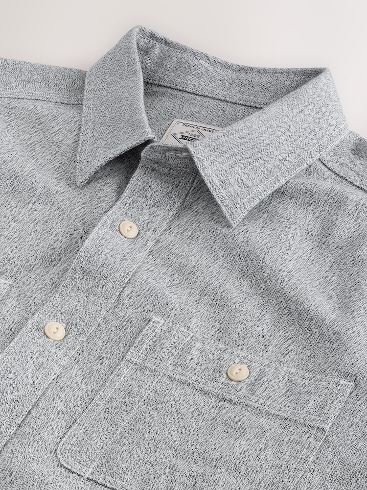 Grey Chambray Twin Pocket Long Sleeve Shirt - Image 9 of 9 Grey Chambray Twin Pocket Long Sleeve Shirt - Image 9 of 9