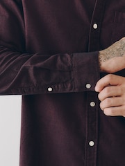 Burgundy Red Brushed Oxford Long Sleeve Shirt - Image 6 of 9