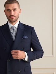 Mornarica - Signature 100% Wool Double Breasted Tailored Fit Suit Jacket - Slika 4 iz 4