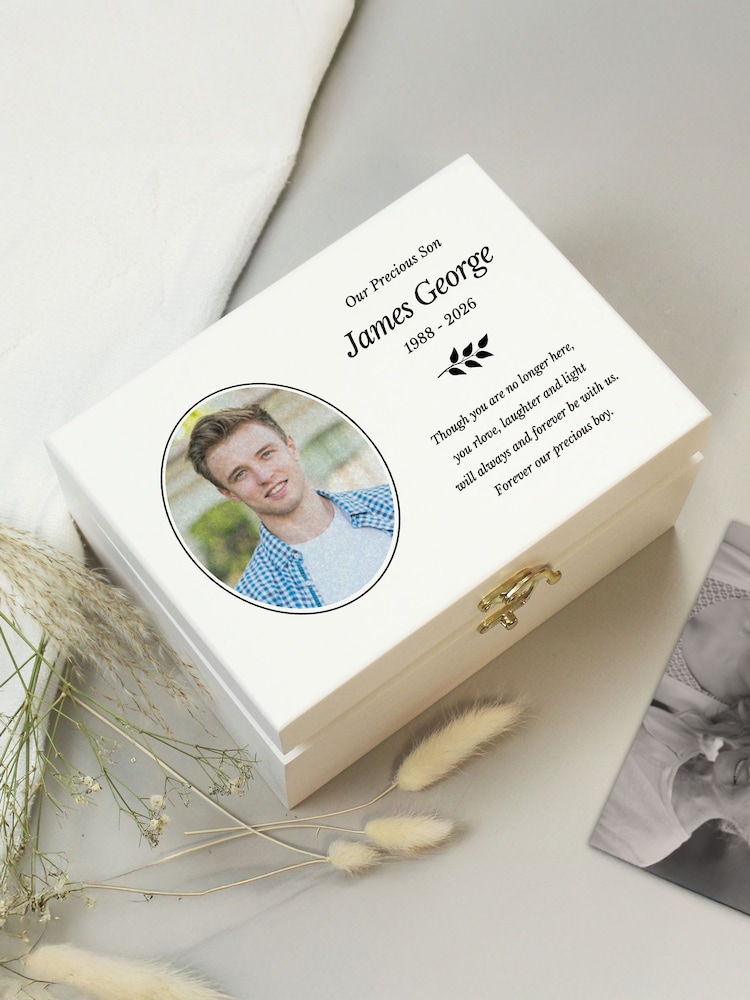 Personalised Photo Upload Memorial Keepsake Box by PMC - Image 1 of 4 Personalised Photo Upload Memorial Keepsake Box by PMC - Image 1 of 4