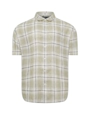 BadRhino Big & Tall Green Textured Check Short Sleeve Shirt - Image 2 of 3