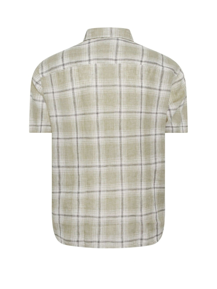 BadRhino Big & Tall Green Textured Check Short Sleeve Shirt - Image 3 of 3