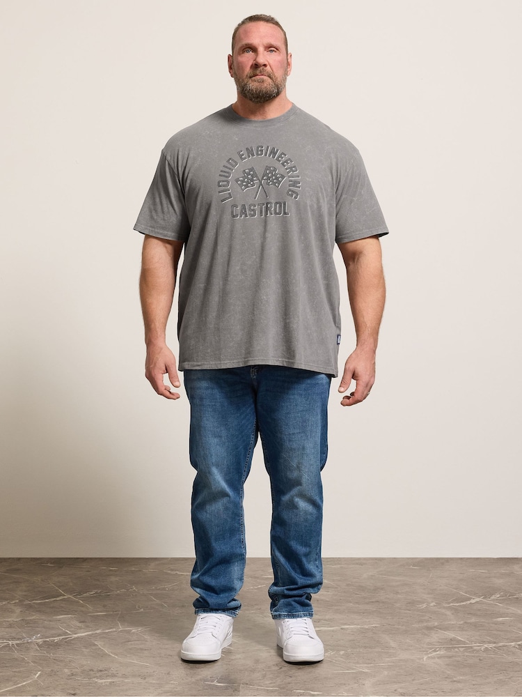 BadRhino Big & Tall Grey Acid Wash Castrol Bike T-Shirt - Image 2 of 6 BadRhino Big & Tall Grey Acid Wash Castrol Bike T-Shirt - Image 2 of 6