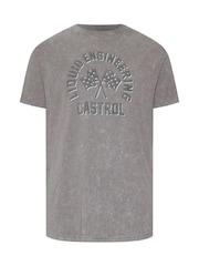 BadRhino Big & Tall Grey Acid Wash Castrol Bike T-Shirt - Image 5 of 6