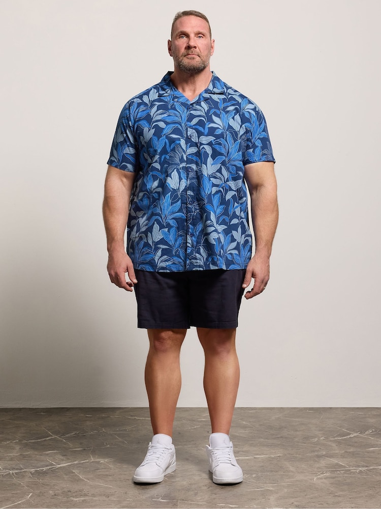 BadRhino Big & Tall Blue Printed Shirt - Image 2 of 6 BadRhino Big & Tall Blue Printed Shirt - Image 2 of 6