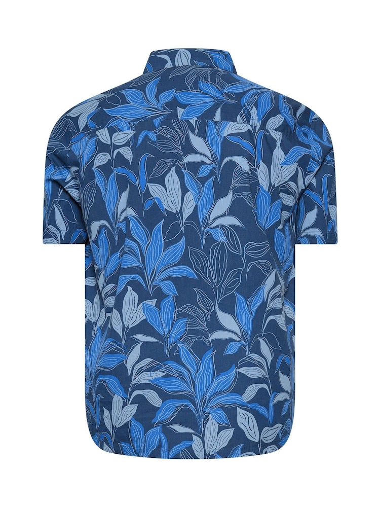 BadRhino Big & Tall Blue Printed Shirt - Image 6 of 6 BadRhino Big & Tall Blue Printed Shirt - Image 6 of 6