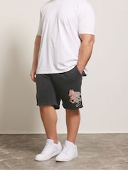 BadRhino Big & Tall Black Japanese Printed Sweat Shorts - Image 1 of 6