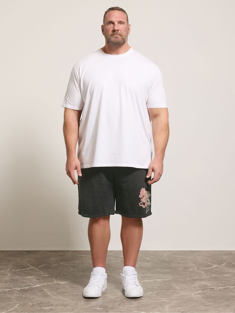 BadRhino Big & Tall Black Japanese Printed Sweat Shorts - Image 2 of 6