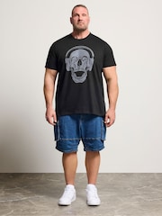 BadRhino Big & Tall Black Skull Headphones T-Shirt - Image 2 of 6
