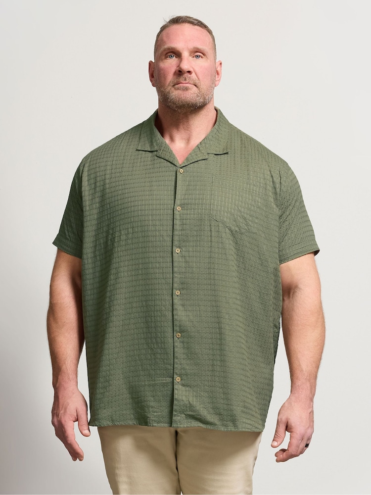 BadRhino Big & Tall Green Textured Dobby Shirt - Image 1 of 6 BadRhino Big & Tall Green Textured Dobby Shirt - Image 1 of 6