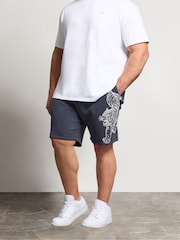 BadRhino Big & Tall Blue Printed Tiger Shorts - Image 1 of 6