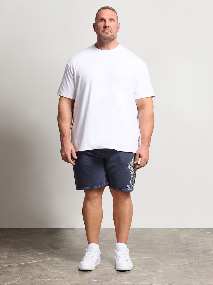 BadRhino Big & Tall Blue Printed Tiger Shorts - Image 2 of 6 BadRhino Big & Tall Blue Printed Tiger Shorts - Image 2 of 6