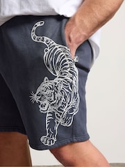 BadRhino Big & Tall Blue Printed Tiger Shorts - Image 4 of 6