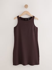 Chocolate Brown Jersey Shift Dress - Image 4 of 6