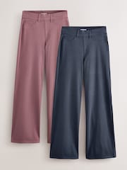 Pink/Grey Jersey Denim Wide Leg Trousers 2 Pack - Image 1 of 6