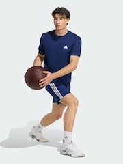adidas Blue Workout Essentials Base 3 Stripes Woven 7 Inch Shorts - Image 2 of 5