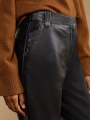 Love & Roses Black Leather Straight Leg Trousers - Image 2 of 6