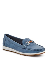 Pavers Navy Breathable Buckle Detailed Moccasins - Image 2 of 5