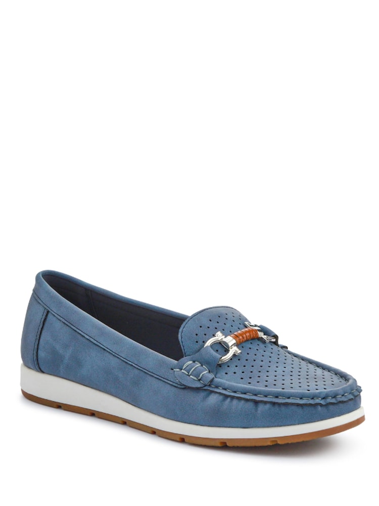 Pavers Navy Breathable Buckle Detailed Moccasins - Image 2 of 5