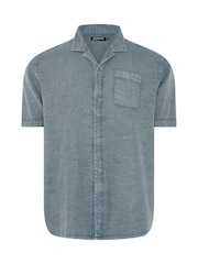 Azul - BadRhino Big & Tall Acid Wash Cotton Shirt - Imagen 2 de 3