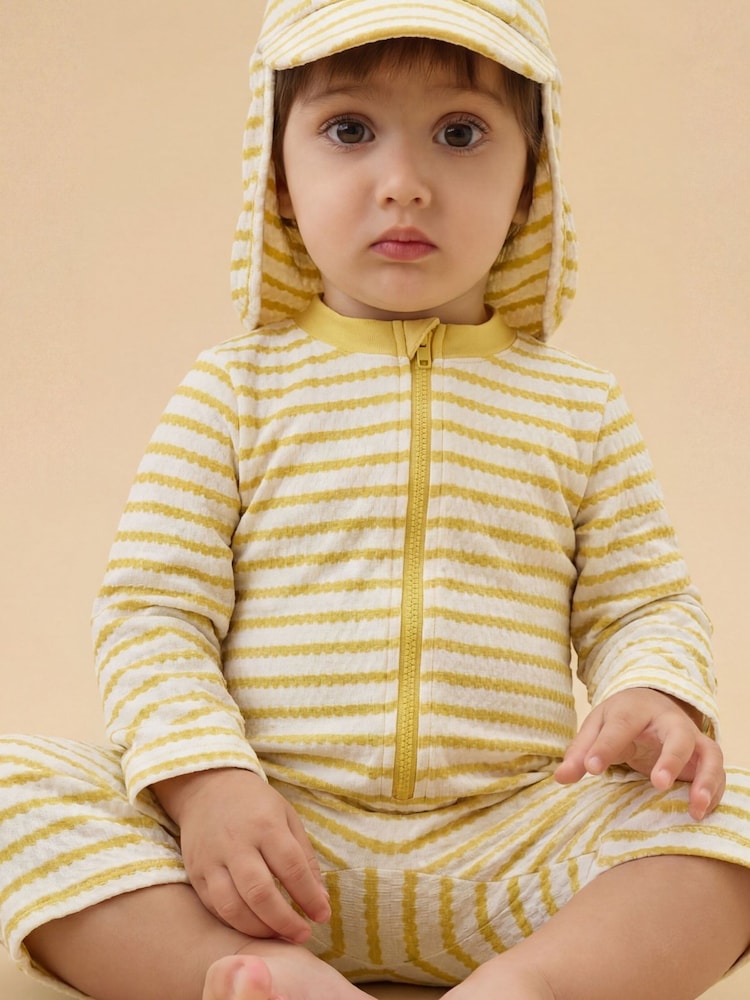 MORI Yellow Wave Sun Safe Long Sleeve Front Sleepsuit - Image 1 of 4