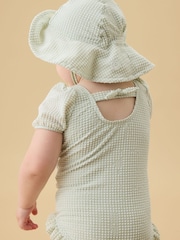 MORI Green Seersucker Short Puff Sleeve Swimsuit - Image 2 of 6