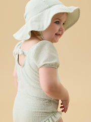 MORI Green Seersucker Short Puff Sleeve Swimsuit - Image 3 of 6