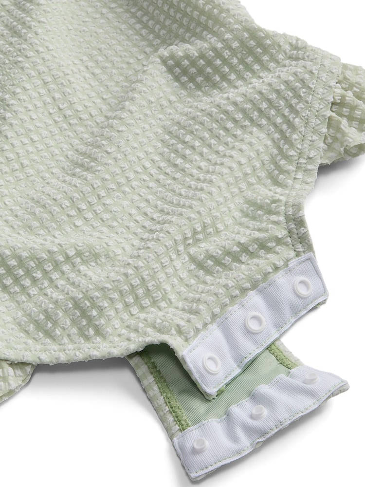 MORI Green Seersucker Short Puff Sleeve Swimsuit - Image 6 of 6