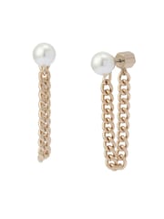 AllSaints Gold Tone Lex Pearl Swag Chain Earrings - Image 1 of 3