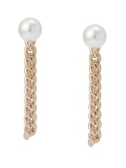 AllSaints Gold Tone Lex Pearl Swag Chain Earrings - Image 3 of 3