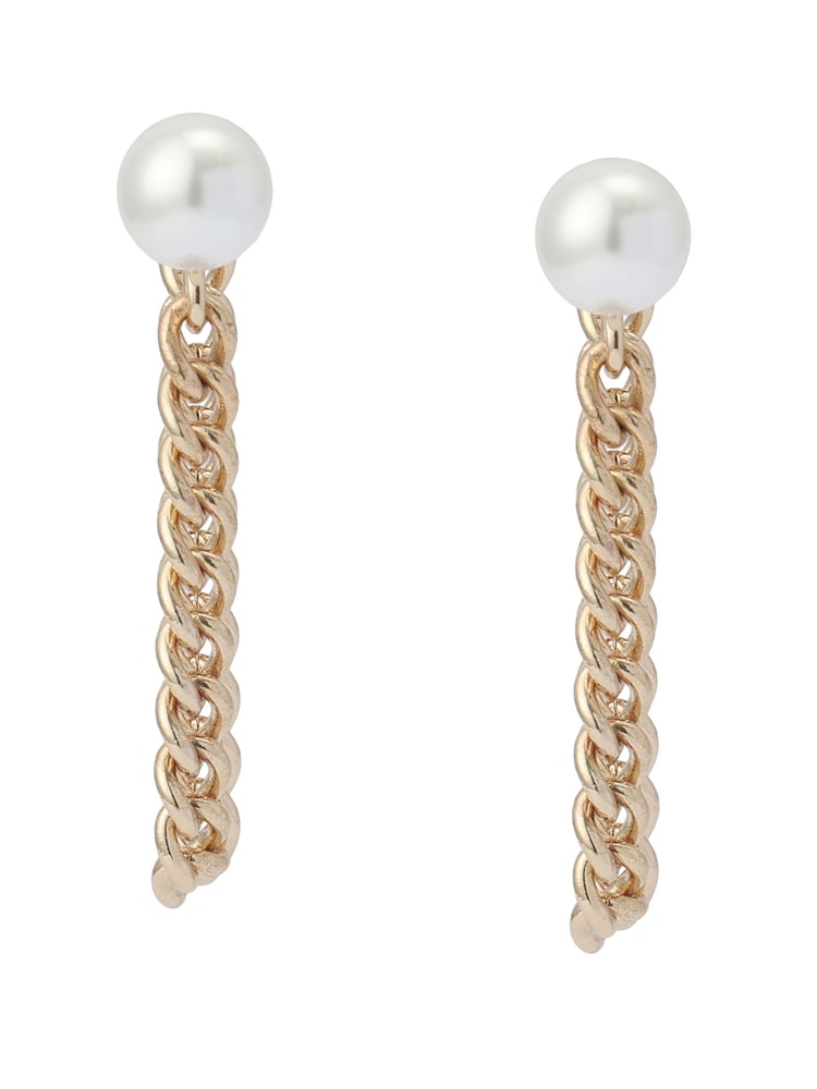 AllSaints Gold Tone Lex Pearl Swag Chain Earrings - Image 3 of 3