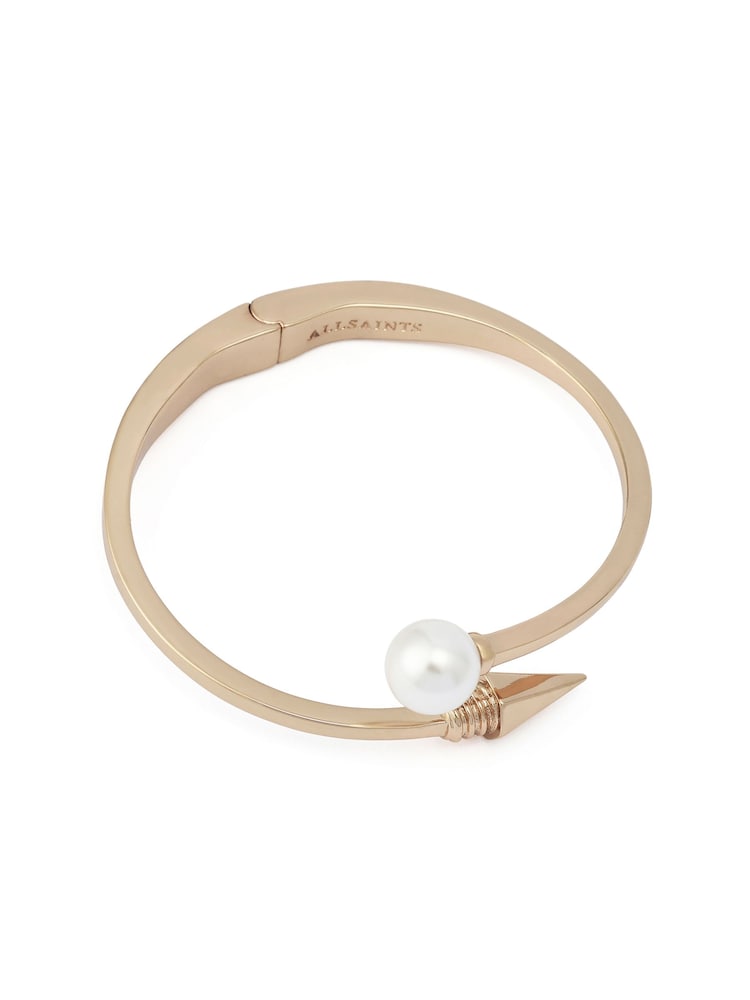 AllSaints Gold Tone Hazel Pearl Spike Bangle Bracelet - Image 1 of 3