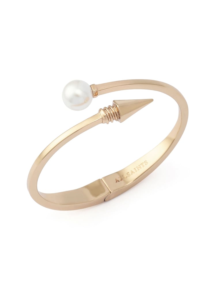 AllSaints Gold Tone Hazel Pearl Spike Bangle Bracelet - Image 2 of 3