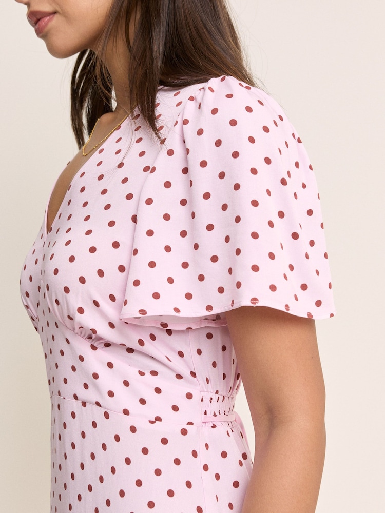 young love midi dress in pink line & dot Buy Nobodys Child Pink and Brown Polka Dot Petite Atlas Midi Dress from Next USA