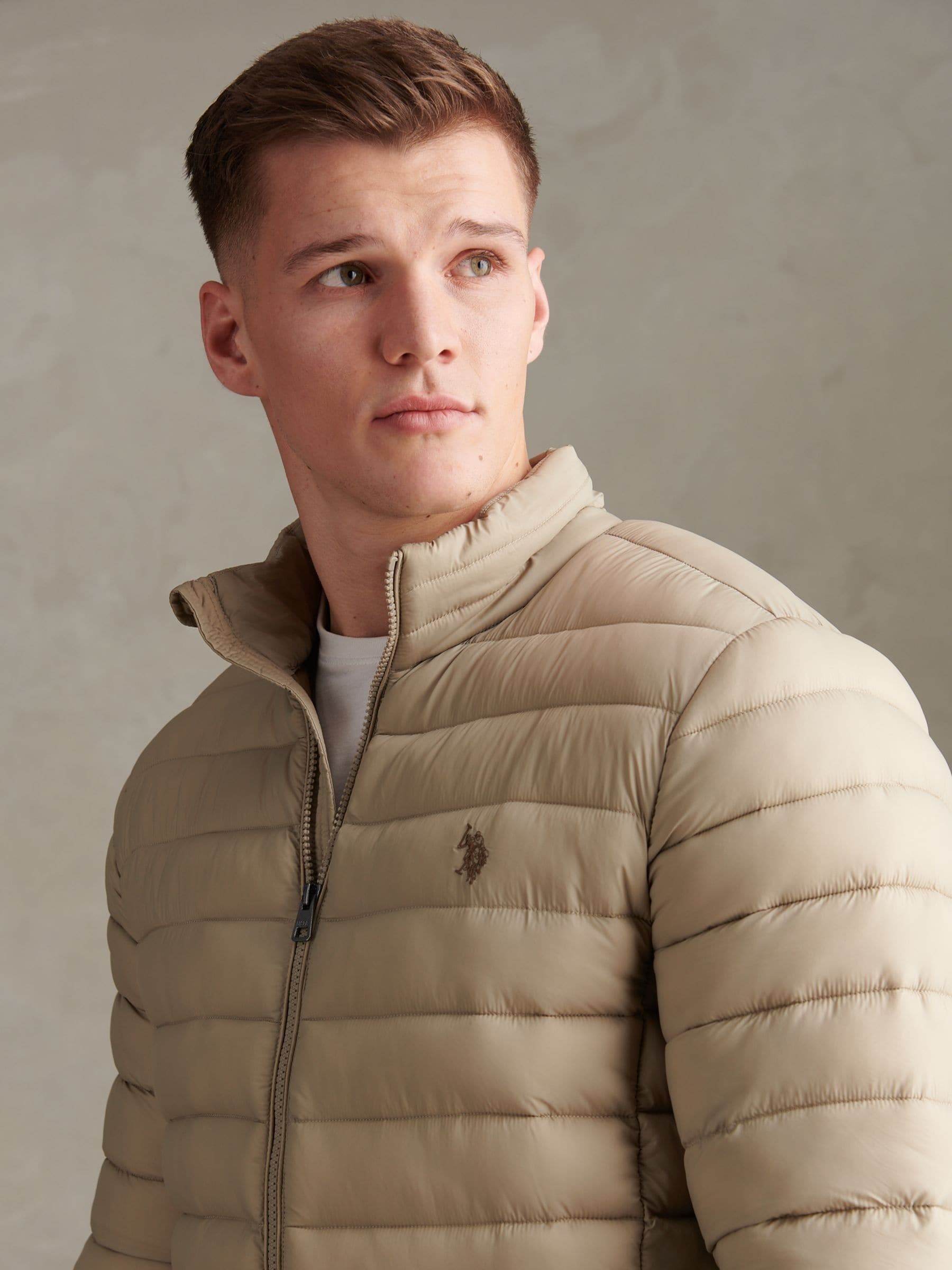 Buy U.S. Polo Assn Beige Lightweight Bound Quilted Jacket from