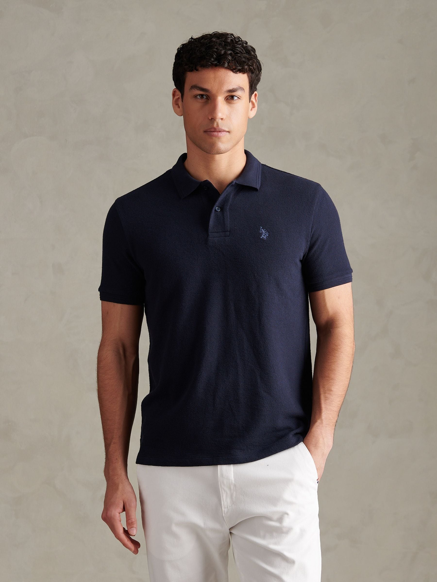Buy U.S. Polo Assn Navy Texture Terry Polo Shirt from Next Canada