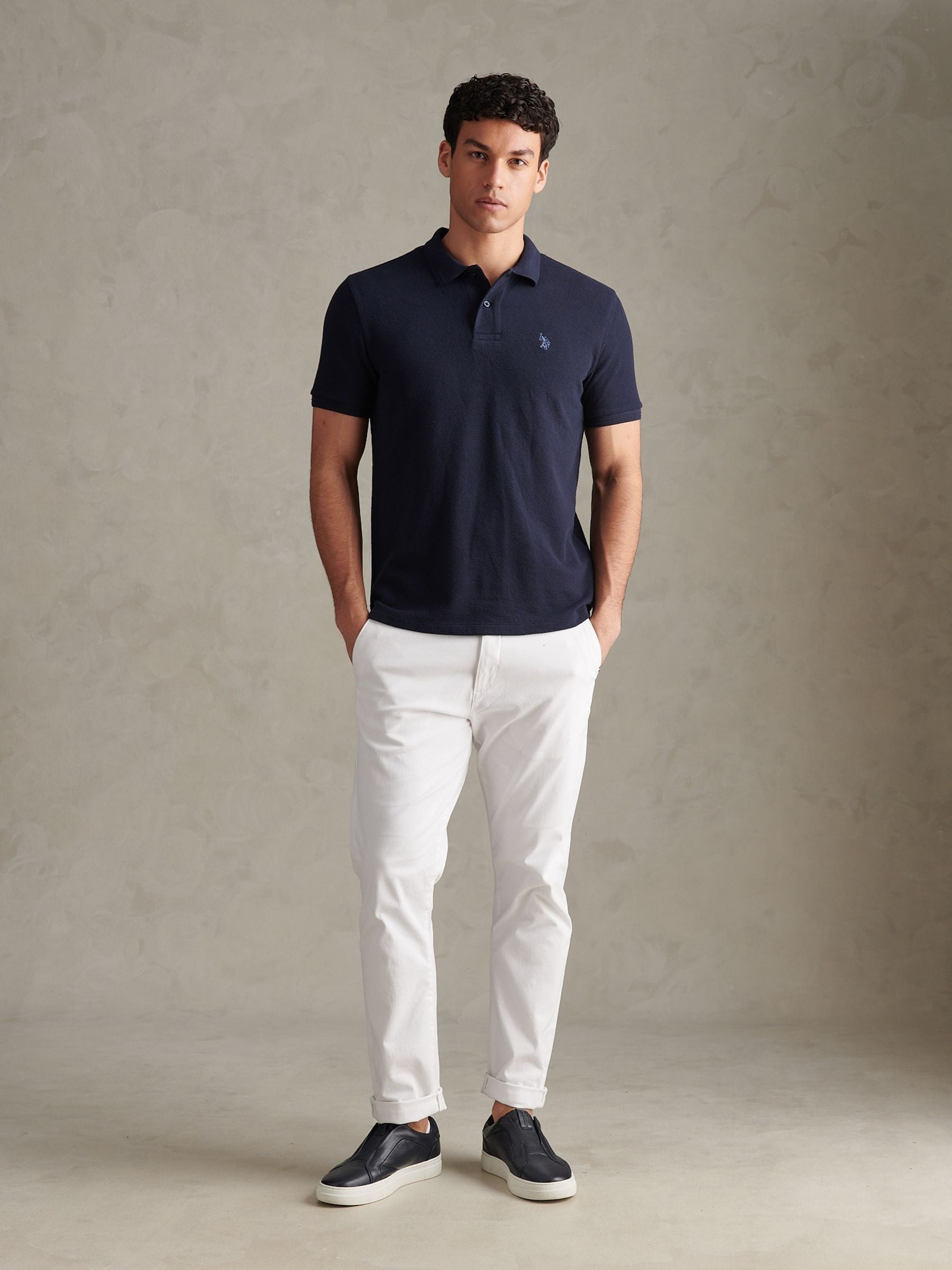 Buy U.S. Polo Assn Navy Texture Terry Polo Shirt from Next Canada