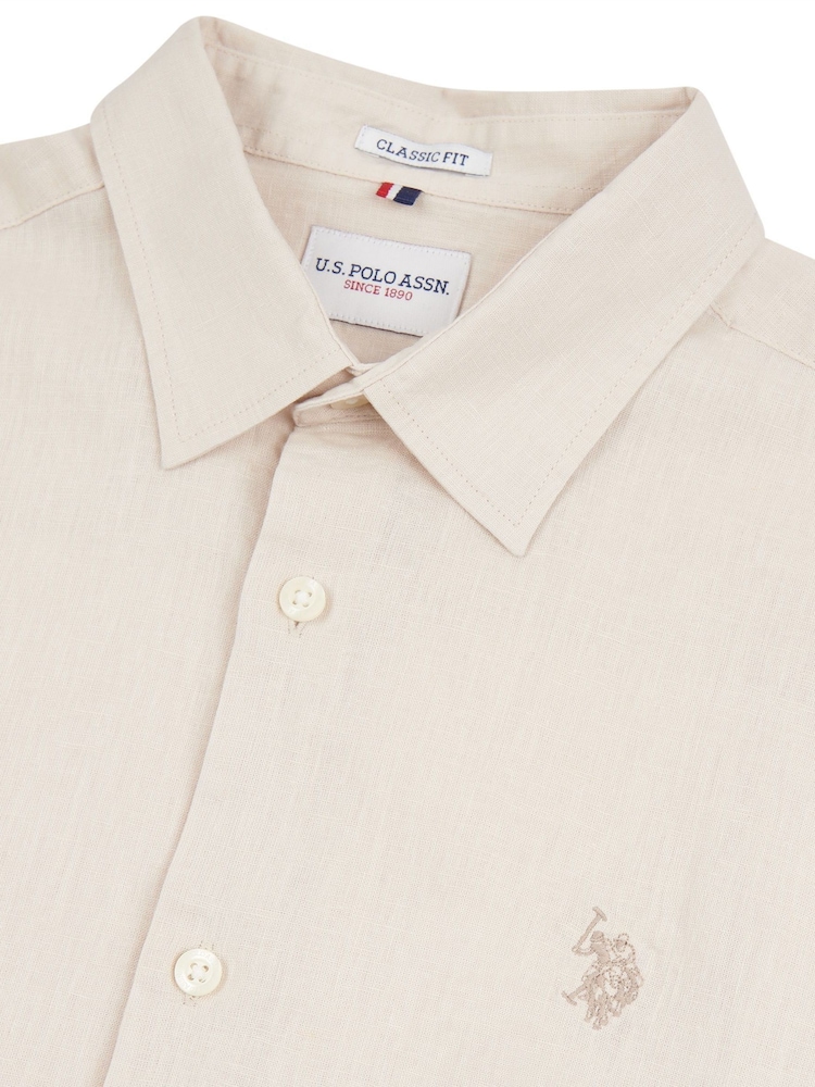 U.S. Polo Assn Natural Linen Blend Shirt - Image 7 of 7 U.S. Polo Assn Natural Linen Blend Shirt - Image 7 of 7