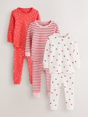 Red/Ecru Snuggle Pyjamas 3 Pack (9mths-12yrs) - Image 1 of 12