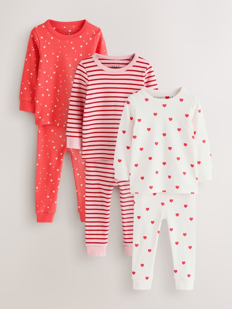Red/Ecru Snuggle Pyjamas 3 Pack (9mths-12yrs) - Image 1 of 12