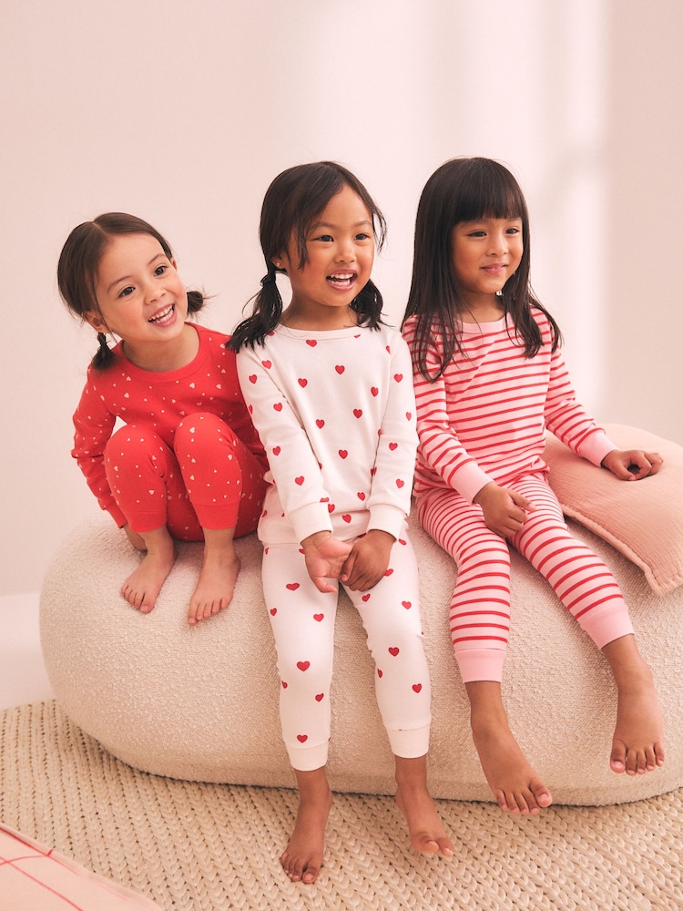 Red/Ecru Snuggle Pyjamas 3 Pack (9mths-12yrs) - Image 2 of 12