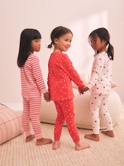 Red/Ecru Snuggle Pyjamas 3 Pack (9mths-12yrs) - Image 4 of 12